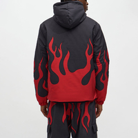 Veste matelassée légère pour homme KingSen, imprimé flamme, capuche, nylon résistant à l'eau, veste bomber streetwear, OEM personnalisé, streetwear