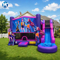 Château gonflable coloré avec toboggan, structure de saut en PVC de qualité commerciale pour location de fêtes d'enfants, aire de jeux extérieure