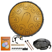Tambour à langue en acier au carbone de 14 pouces, 15 tons, en fibre de carbone, fabriqué à la main, avec baguettes de percussion, instrument de musique