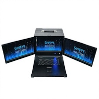 Châssis de serveur industriel portable ATX Full Tower à double écran de 17,3 pouces, armoire d'affichage double écran en acier Onda