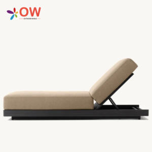 طقم أثاث خارجي حديث من الألومنيوم، كراسي استلقاء وسرير نهاري للفنادق والحدائق والفيلات والساحات، متين - Product Image 3