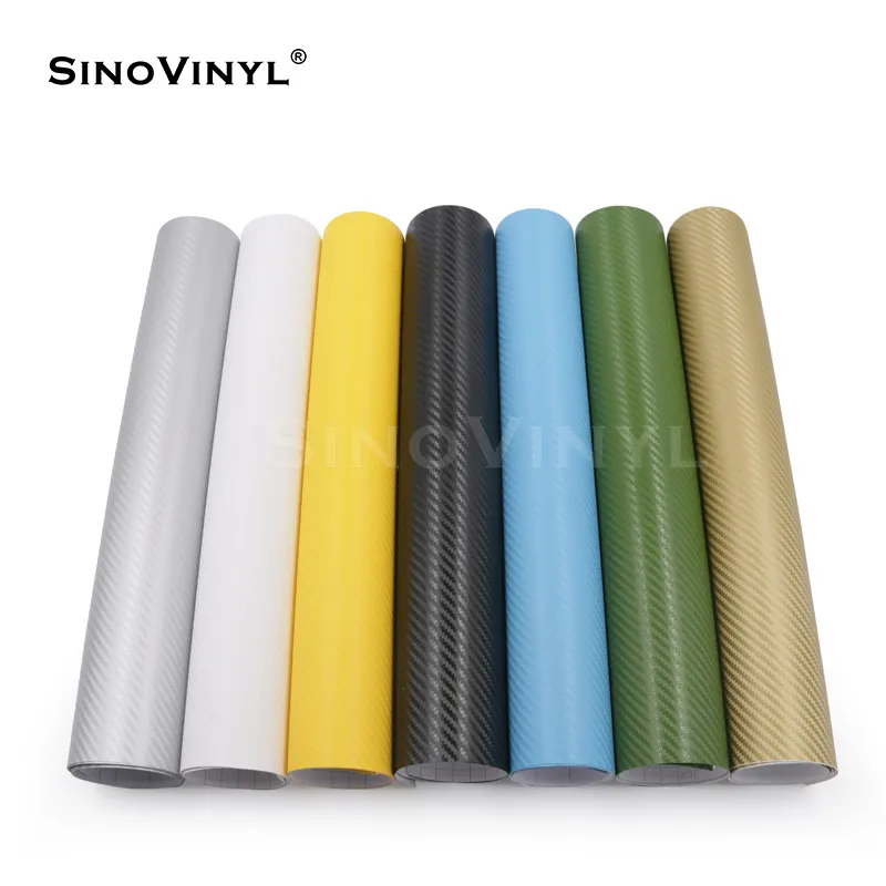 Sinovinyl phát hành không khí sợi Carbon 3D Nhãn dán xe bọc Vinyl màu có sẵn mờ đồ họa gói Vinyl tự động decal