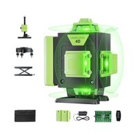 Niveau laser vert à 360 ° à nivellement automatique 4D de qualité industrielle avec télécommande 2 piles