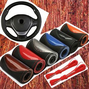 Housse de volant de voiture en cuir suédé de 15 pouces, douce, antidérapante, tressée avec fil à coudre, modèle M, accessoire intérieur pour BMW - Product Image 3