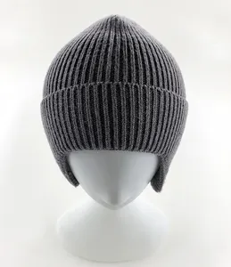 中旧针织帽冬季厚纯色针织桶帽平纹中国护耳针织帽