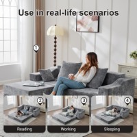 Sofá Seccional Modular en Forma de L de Dos Plazas con Cama, Diseño Plegable, Tapizado en Tela Ecológica Moderna para Sala de Estar