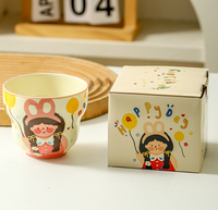 Ensemble de souvenirs en coffret cadeau, thème garçon mignon, tasse à café en céramique contemporaine d'Anhui, tasse à eau à motif de dessin animé, couleur sous-glaçure, compatible lave-vaisselle