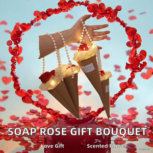 Bouquet di <span class=keywords><strong>Rose</strong></span> di Sapone Singole Essiccate <span class=keywords><strong>con</strong></span> Confezione in Carta, Fiori Profumati per <span class=keywords><strong>Decorazioni</strong></span> di San Valentino - Product Image 2