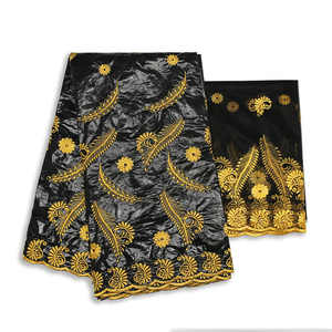 Nouveau <span class=keywords><strong>Bazin</strong></span> de 5 yards et dentelle de 2 yards pour broderie africaine <span class=keywords><strong>Bazin</strong></span> Riche - Product Image 2