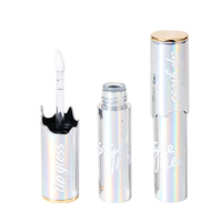 Tube de brillant à lèvres holographique de 3 ml avec bouchon à vis, design breveté, imprimé UV et électroplaqué, pour emballage cosmétique