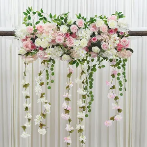 Mooie Nieuwe Ontwerp Kunstmatige Bloem Bruiloft Decoratie Achtergrond Rose Boog