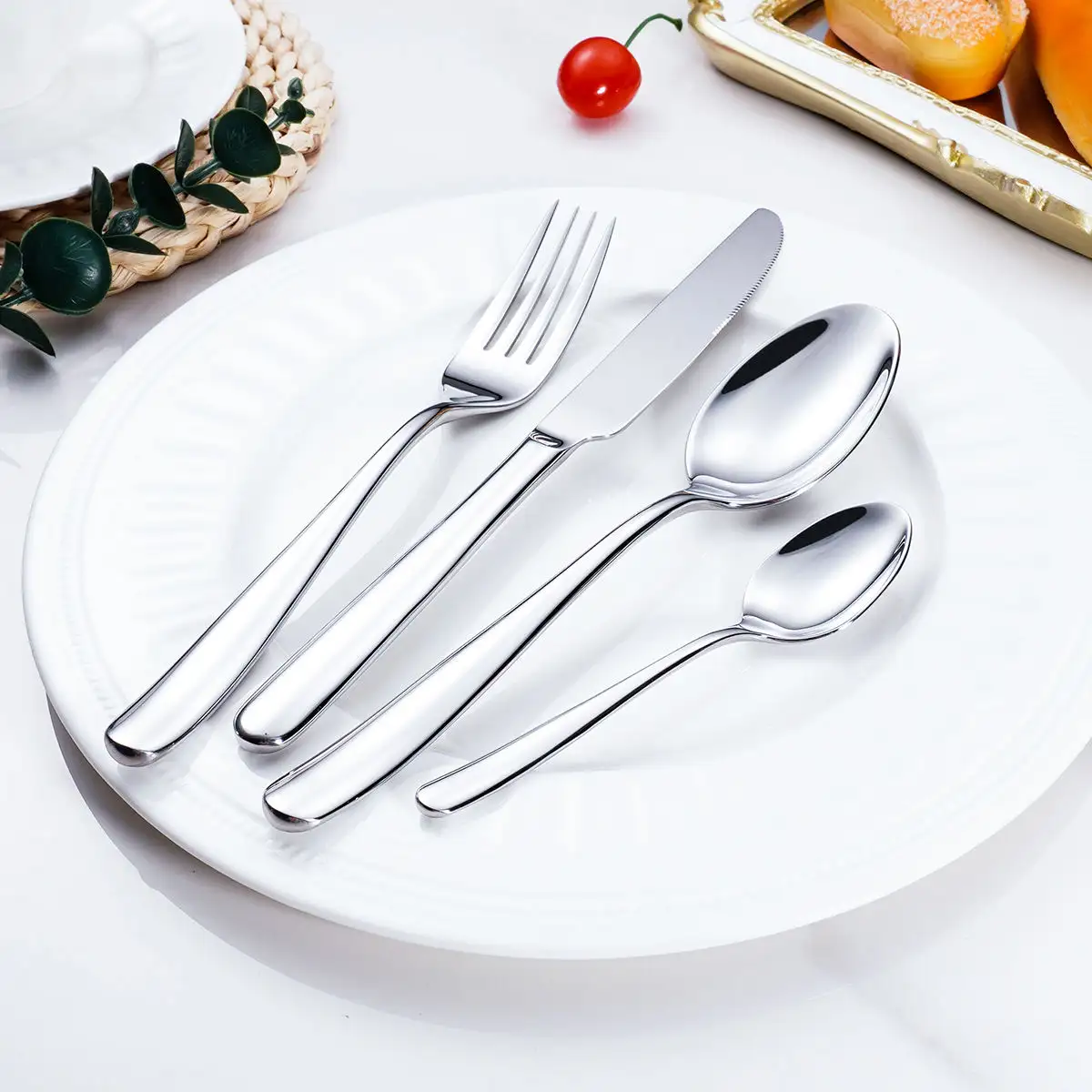 Europa vendita calda ristorante argenteria posate da sposa in acciaio inox cena coltello e forchetta cucchiaio servire posate Set