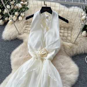 2025 éthéré français Floral Maxi <span class=keywords><strong>robe</strong></span> femmes 3D Bloom licou <span class=keywords><strong>robe</strong></span> avec Corset taille dos ouvert pour les mariages <span class=keywords><strong>de</strong></span> <span class=keywords><strong>plage</strong></span> - Product Image 2