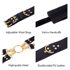 6피스 조절 가능한 수갑 발목/허벅지 수갑 눈가리개 크로스 웨이스트 스트랩 성인 커플 장난감 BDSM 구속 키트 세트 - Product Image 4