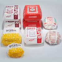 Boîte à emporter pour hamburger en kraft, papier de qualité alimentaire, auto-montable, imperméable, portable, lamination brillante, hot-dog, poulet frit, sushi