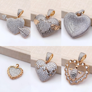Colección de Colgantes de Corazón con Circonita Cúbica Chapados en Oro de 18K XUPING, Dijes con Forma de Amor Surtidos al por Mayor para Collares de Mujer - Product Image 5
