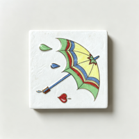 Carrelage mural en céramique moderne motif fleur parapluie 100x100mm avec relief ligne dorée pour chambre d'enfant