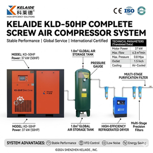 Energy Saving 50HP 37KW Industrial <b>Air</b> Compressor Set with Precision Filtration for Pneumatic Tools - Product Image 2