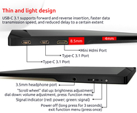 Nuevo Monitor Portátil 4k de 12.5 Pulgadas con Pantalla Táctil, USB Tipo-C, Bisel Estrecho y Carcasa de Aluminio para PS4, Teléfono Inteligente, PC