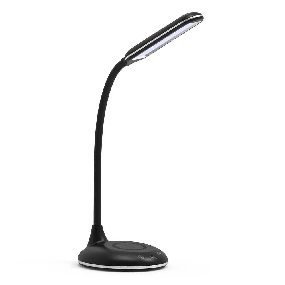 Lámpara de escritorio con cargador inalámbrico, luz de lectura LED Eye Caring, lámpara de mesa con control táctil regulable para oficina en casa