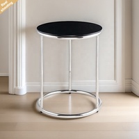 Table d'appoint ronde moderne en verre trempé et acier inoxydable pour salon – Vente en gros