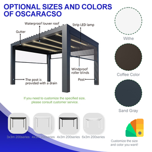 Pérgola Bioclimática de <span class=keywords><strong>Aluminio</strong></span> con Techo de Lamas para Jardín, 4 Estaciones, OEM de Fábrica, <span class=keywords><strong>3x4</strong></span>, para Patio y Terraza, Mueble de Exterior DIY - Product Image 5