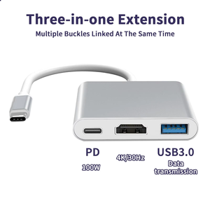 3 en 1 Tipo <span class=keywords><strong>C</strong></span> Hub HDTV Adaptador convertidor multipuerto <span class=keywords><strong>USB</strong></span> <span class=keywords><strong>C</strong></span> <span class=keywords><strong>Dock</strong></span> Compatible para MacBook Pro Air Ipad <span class=keywords><strong>HP</strong></span> - Product Image 3
