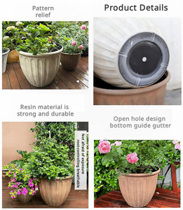 Pot de fleurs vintage sur pied, style nordique minimaliste, grand diamètre, pour plantes vertes, idéal salon, balcon, centre commercial - Varna - Product Image 2