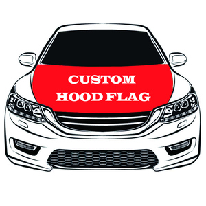 Couverture nationale personnalisée de capot de voiture de logo de conception quelconque 110*150cm <span class=keywords><strong>100D</strong></span> bannière de capot lavable de tissus élastiques de polyester - Product Image 1