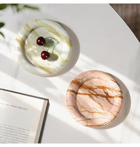 Plateau à fruits géométrique rond <span class=keywords><strong>en</strong></span> marbre naturel de style français SAIDKOCC, décoration de bureau de luxe nordique, rangement - Product Image 2