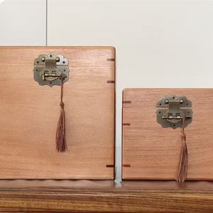 Caja de té de madera maciza con tapa abatible, adecuada para almacenar té blanco Fuding y como regalo, caja de embalaje universal de madera para té Pu'er. - Product Image 4