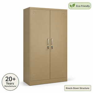 Armadio Moderno in Acciaio per Vestiti, Guardaroba Metallico a <span class=keywords><strong>2</strong></span> <span class=keywords><strong>Ante</strong></span> con Serratura a Chiave e Specchio - Product Image 2