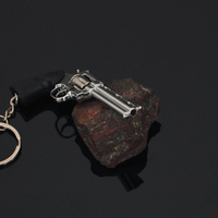 Porte-clés pistolet en alliage argenté 1:3, modèle Python 357 Revolver noir 70mm, jouet réaliste en métal, pas cher, en forme de pistolet, à assembler