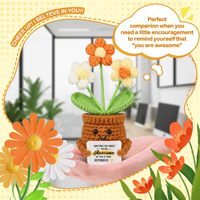 Pot Bunga Rajutan Crochet Penyemangat Emosional, Buket Wol 3 Tangkai Rajutan Tangan, Boneka Penyemangat Positif, Hadiah untuk Kesehatan Mental