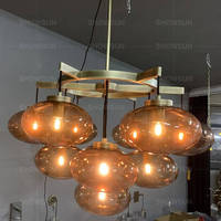 Lustre de salon américain de 36 ", abat-jour en verre moderne, suspension résidentielle industrielle, rétro, lustres ronds clairs, moderne