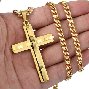 Trendy Simple Women Gold Silver collana con croce nera collana con preghiera maschile gioielli religiosi coppia collana con ciondolo croce - Product Image 1