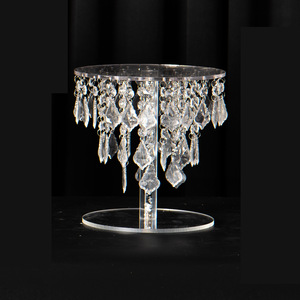 Base in Acrilico Moderna per Torte <span class=keywords><strong>con</strong></span> Perle di Cristallo, Espositore Trasparente per Dessert per Matrimoni ed Eventi - Product Image 3