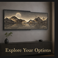 Art mural Montagne Or Noir, impression panoramique multi-panneaux pour salon, chambre, bureau, hôtel, intérieurs modernes