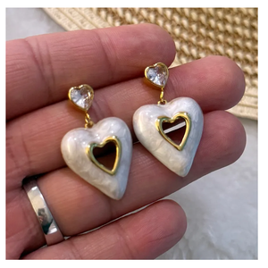 เครื่องประดับสแตนเลสสำหรับเป็นของขวัญจากอินเดียดีไซน์แบบเฉพาะกลุ่มต่างหูมุกแบบเรียบง่ายสไตล์ผู้หญิง - Product Image 1