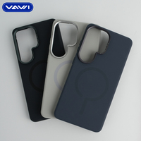 Étui de téléphone en silicone liquide VAWI S009 avec cadre d'objectif en métal pour Samsung S24 S25 S26 Ultra pour iPhone Étui en silicone magnétique