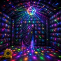 Cabine Photo Gonflable Géante Portable Étanche et Durable avec Éclairage LED RGB Noir, Installation Facile, Tente Mobile pour Boîte de Nuit en Forme de Cube