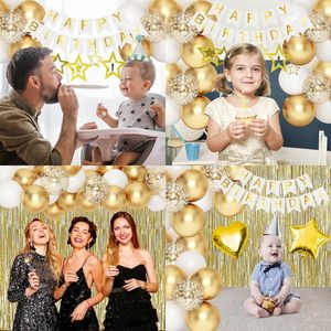 Decorazioni per feste di compleanno in oro con stella a forma di cuore palloncini con coriandoli appesi per donne e ragazze festa principessa di compleanno - Product Image 6