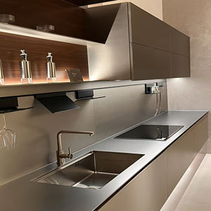 Comptoir de bar rond en acier inoxydable brossé durable de style américain minimaliste pour la maison, l'appartement, la villa - Product Image 5