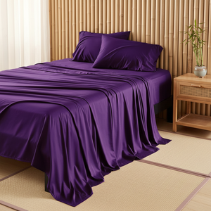 4Pcs Cooling Breathable 300tc Bed Set 100% <b>Bamboo</b> Fiber <b>Sheets</b> Queen Size Deep Pocket Home Hotel Use - Product Image 1