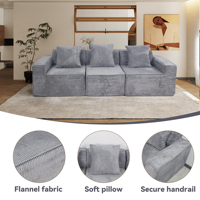 Canapé sectionnel 3 places sans assemblage requis Canapé confortable en mousse haute densité Canapé nuage modulaire avec chaise longue