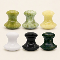 Masseur de tête en jade Xiuyan en forme de champignon, outil Gua Sha en pierre polie et lisse pour le visage et le corps, logo personnalisé, OEM, ODM, marque privée, bien-être