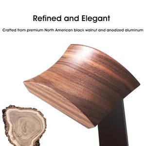Support pour casque en bois de noyer personnalisé pour <span class=keywords><strong>Airpod</strong></span> Max <span class=keywords><strong>Bose</strong></span> Sennheiser, support pour casque de jeu en bois avec base de rangement - Product Image 5
