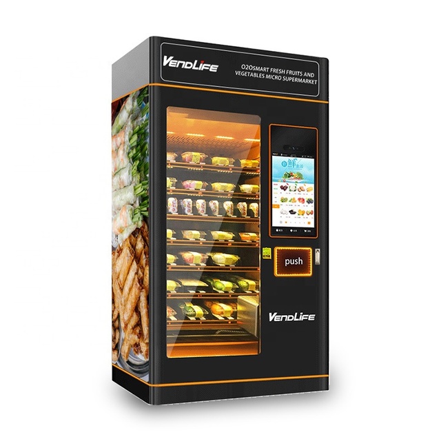 Smart Combo Refrigerator Touch Screen Ca Phe Nho Giot Vendlife Vending Atm Salad Vending Kiosk Remote and Ads Management Platfo
