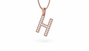Bijoux fins, pendentif en diamant naturel, alphabet H, unisexe, design personnalisé de lettre initiale avec diamants authentiques en or massif - Product Image 3
