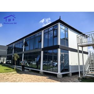 Maison en conteneur à structure en acier à 2 étages, maison préfabriquée modulaire à paroi en verre, démontable, maisons minuscules préfabriquées, maison portable - Product Image 1